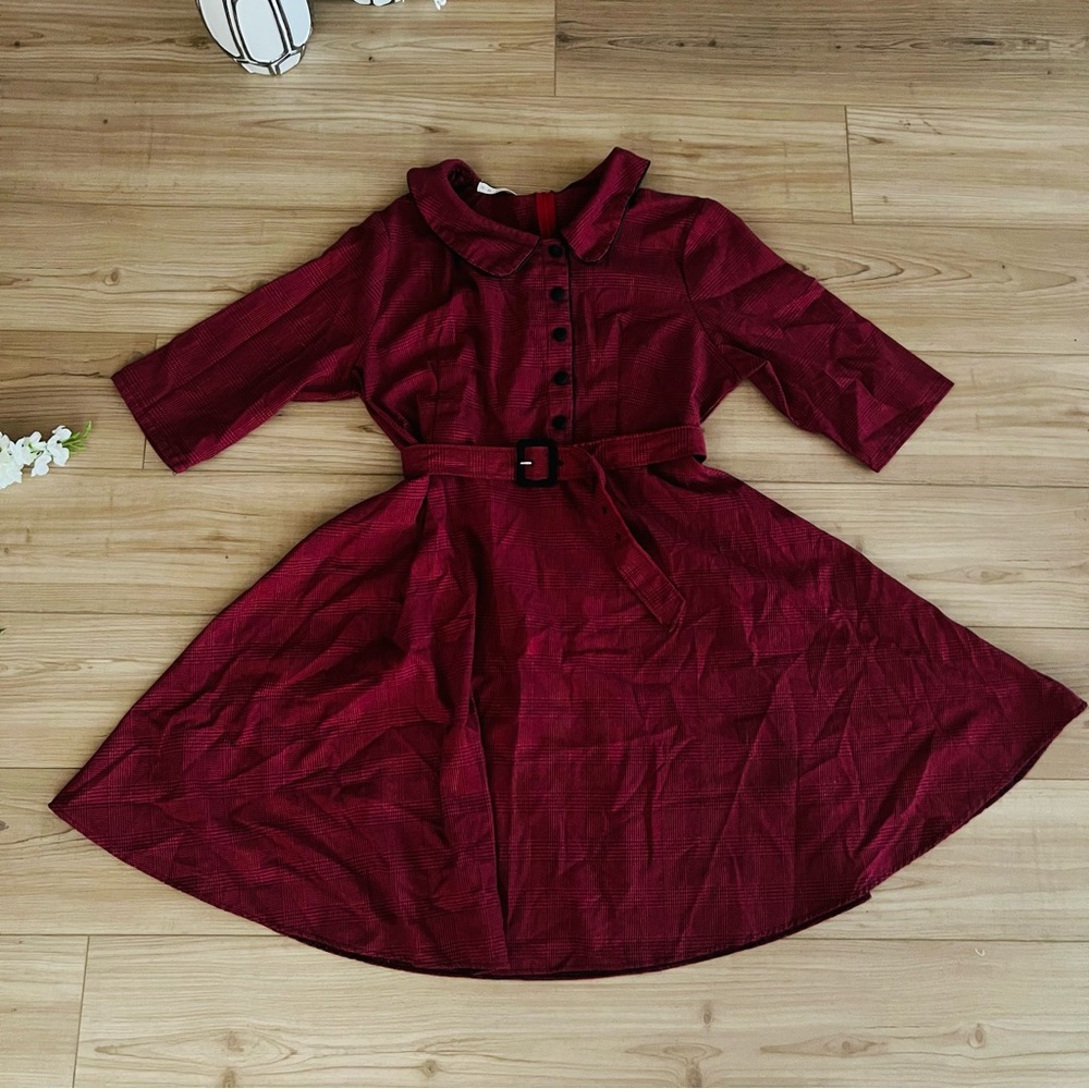 open lace back dress Red Houndstooth Dress (Small) – MessQueen New York main image 0